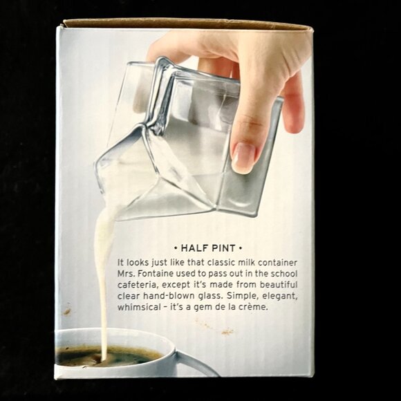 NWOT ‘Half Pint Mini Carton Creamer’ Hand Blown-Glass - Picture 4 of 7
